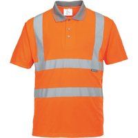 Portwest RT22 Reflective Safety Hi-Vis Polo Shirt S/S Orange, Medium