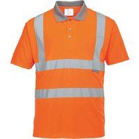 Portwest RT22 Reflective Safety Hi-Vis Polo Shirt S/S Orange, Medium