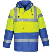PORTWEST Hi Vis Contrast Traffic Jacket Waterproof Hood Lined Padded Safety S466