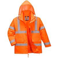 Oxford Weave 300D Class 3 Hi Vis 4-in1 Traffic Jacket Orange L