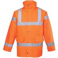 Portwest RT30ORR5XL Series RT30 Hi-Vis Traffic Jacket, Regular, Size: 5X-Large, Orange