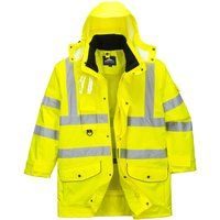 Portwest high-visibility yellow 7-in-1 waterproof breathable traffic coat #S427