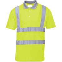 Portwest Mens Hi Vis Polo Short Sleeve Shirt Yellow XS