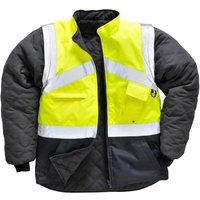 Portwest Hi-Vis 2-Tone Jacket - Reversible, Color: Yellow/Navy, Size: XXXL, S769YNRXXXL