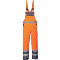 Portwest S488 Men/'s Waterproof Hi Vis Breathable Contrast Rain Bib and Brace Orange/Navy, 3X-Large
