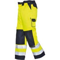 Portwest Lyon Hi-Vis Trouser, Size: L, Colour: Yellow/Navy, TX51YNRL