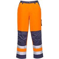 Portwest Lyon Hi-Vis Trouser, Size: M, Colour: Orange/Navy, TX51ONRM