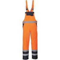Portwest - Hi-Vis Contrast Safety Workwear Bib & Brace Dungarees - Lined