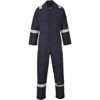 Biz Flame Mens Aberdeen Flame Resistant Antistatic Coverall Navy Blue L 34"