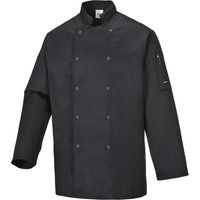 Portwest Suffolk Chefs Jacket L/S, Size: M, Colour: Black, C833BKRM