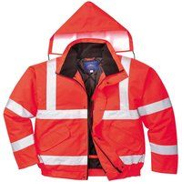 Portwest Hi-Vis Bomber Jacket, Colour: Red, Size: XL, S463RERXL