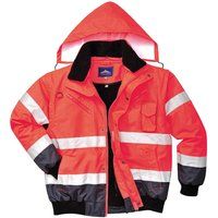 Portwest C465 Hi-Vis 3-in-1 Contrast Bomber Jacket Red/Navy, Large
