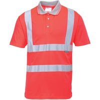 Portwest S477 Breathable Reflective Hi-Vis Polo Shirt S/S Red, X-Large