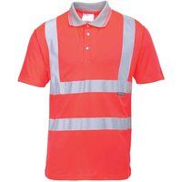 Portwest S477 Breathable Reflective Hi-Vis Polo Shirt S/S Red, X-Large