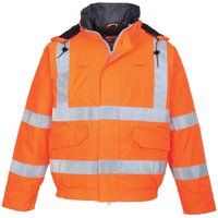 Portwest S773ORRM Bizflame Rain Hi-Vis Antistatic FR Bomber Jacket, Regular, Size: Medium, Orange
