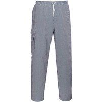 Portwest Chester Chefs Trousers, Colour: Blue/White Check, Size: L, C078CHRL