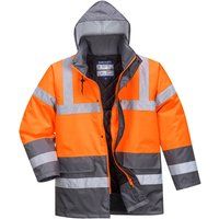 Portwest S467OGYS Hi-Vis Two Tone Traffic Jacket, Regular, Size Small, Orange/Grey