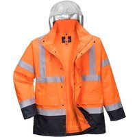 Portwest S471ONRXXXL Hi-Vis 4-in-1 Contrast Traffic Jacket, Regular, Size 3X-Large, Orange/Navy