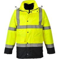Portwest Hi-Vis 4-in-1 Contrast Trac Jacket, Color: Yellow/Navy, Size: XXL, S471YNRXXL