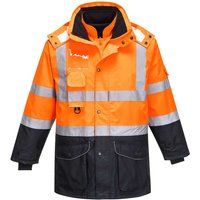 Portwest S426ONRXXXL Hi-Vis 7-in-1 Contrast Traffic Jacket, Regular, Size 3X-Large, Orange/Navy