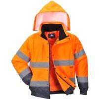 PORTWEST Hi Vis 2 in 1 Jacket Waterproof Lined Detachable Sleeves Safety C468