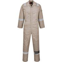 Portwest FR21 Men/'s Bizflame FR Lightweight Fireproof Coverall Flame Resistant Overall Anti-Static Welding Safety Boiler Suit 100% Cotton Reflective Knee Pad Pockets, Khaki, L