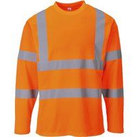Portwest Mens Class 3 Hi Vis Long Sleeved Cotton Comfort T Shirt Orange M