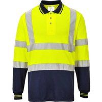 Portwest Two-Tone Long Sleeved Polo, Size: L, Colour: Yellow/Navy, S279YNRL