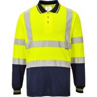 Portwest Two-Tone Long Sleeved Polo, Size: S, Colour: Yellow/Navy, S279YNRS