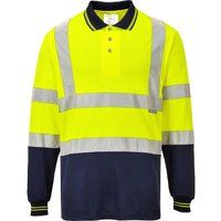 Portwest Two-Tone Long Sleeved Polo, Size: S, Colour: Yellow/Navy, S279YNRS