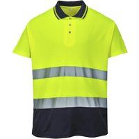 Portwest Two Tone Cotton Comfort Polo, Size: L, Colour: Yellow/Navy, S174YNRL