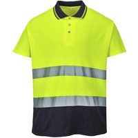 Portwest Two Tone Cotton Comfort Polo, Size: L, Colour: Yellow/Navy, S174YNRL