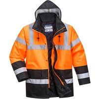 Oxford Weave 300D Class 3 Hi Vis Two Tone Traffic Jacket Orange / Black 2XL