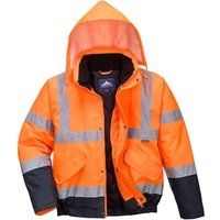Portwest Hi-Vis Two Tone Bomber Jacket, Size: L, Colour: Orange/Navy, S266ONRL