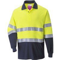 Portwest Flame Resistant Anti-Static Two Tone Polo Shirt, Size: M, Colour: Yellow/Navy, FR74YNRM