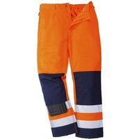 Portwest TX71 Seville Hi-Vis Contrast Waterproof Work Trousers Orange/Navy, XX-Large
