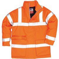 Portwest S778ORRXS Bizflame Rain Hi-Vis Antistatic FR Jacket, Regular, Size: X-Small, Orange