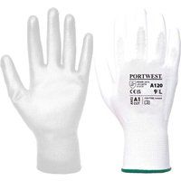 Portwest PU Palm Gloves, Colour: White, Size: L, A120WHRL