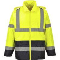 Portwest - Hi-Vis Safety Workwear Classic Contrast Rain Jacket Yellow/Black MED