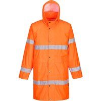 Portwest - Hi-Vis Safety Workwear Long Waterproof Rain Coat 100cm With Hood
