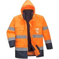 Portwest S162ONRXXXL Men's Hi-Vis Lite Internal Fleece 3-in-1 Jacket, Regular, Size 3X-Large, Orange/Navy