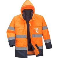 Portwest S162ONRXXXL Men's Hi-Vis Lite Internal Fleece 3-in-1 Jacket, Regular, Size 3X-Large, Orange/Navy