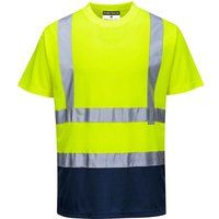 PORTWEST Two Tone T-Shirt Hi Vis Breathable Wicking Safety Work Summer S378