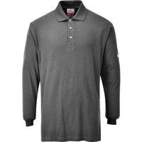 Portwest FR10 Flame Resistant Anti-Static Long Sleeve Polo Shirt Grey, XX-Large