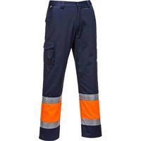 Portwest Hi Vis Two Tone Combat Trousers Orange / Navy S 32"