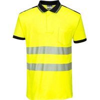 PORTWEST PW3 Hi Vis Vision Polo Shirt Short Sleeve Wicking Work Safety T180