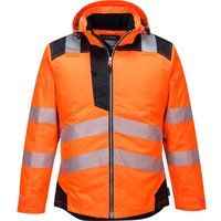 Portwest T400 Men/'s Reflective Waterproof PW3 Hi-Vis Winter Jacket Orange/Black, Small