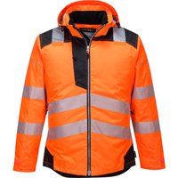 Portwest PW3 Hi-Vis Winter Jacket, Color: Orange Black, Size: XXXL, T400OBRXXXL