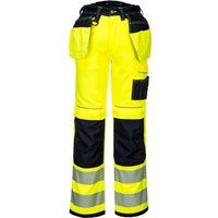 Portwest T501 Mens PW3 Hi Vis Work Trousers - Holster Pocket Workwear Safety Construction Trousers Yellow/Black, 48