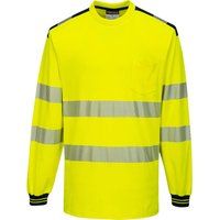 Portwest PW3 Hi Vis Cotton Comfort Long Sleeve T Shirt Yellow / Black 5XL